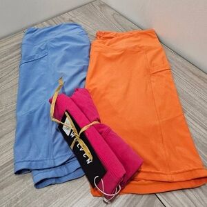 Set lot 3 Wolven Midi Bike Shorts Blue Pink Orange Lychee Tangerine Juniper XL